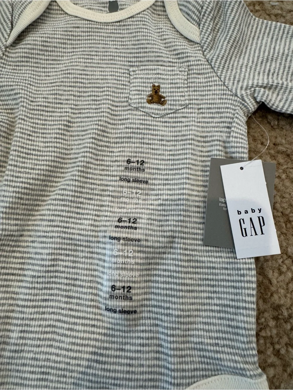 NWT Baby Gap Long Sleeve Onesies 6-12M